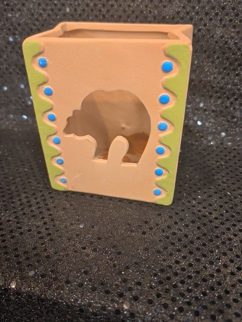 House of lloyd Terracotta votive holder W/ Bear