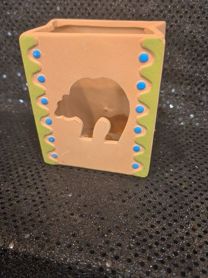 House of lloyd Terracotta votive holder W/ Bear