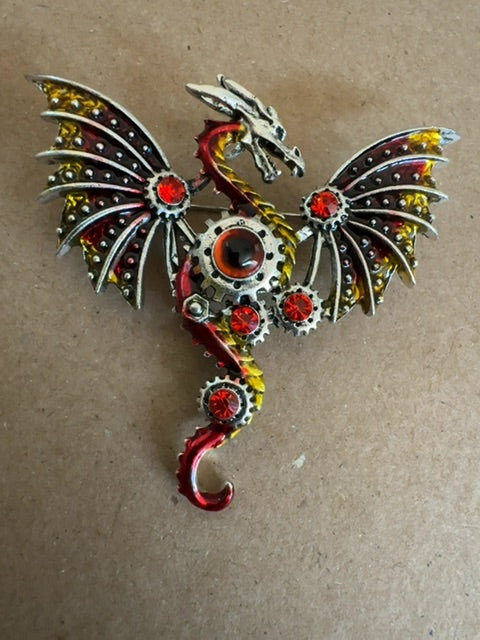 Dragon red brooch pendant