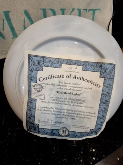 Silver Border Terry Redlin "Heartland Lights" Home for the Holidays Collection Plate, 9.25"