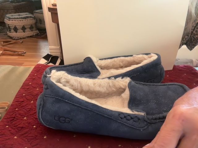 Blue Sparkle UGG Slippers, 7