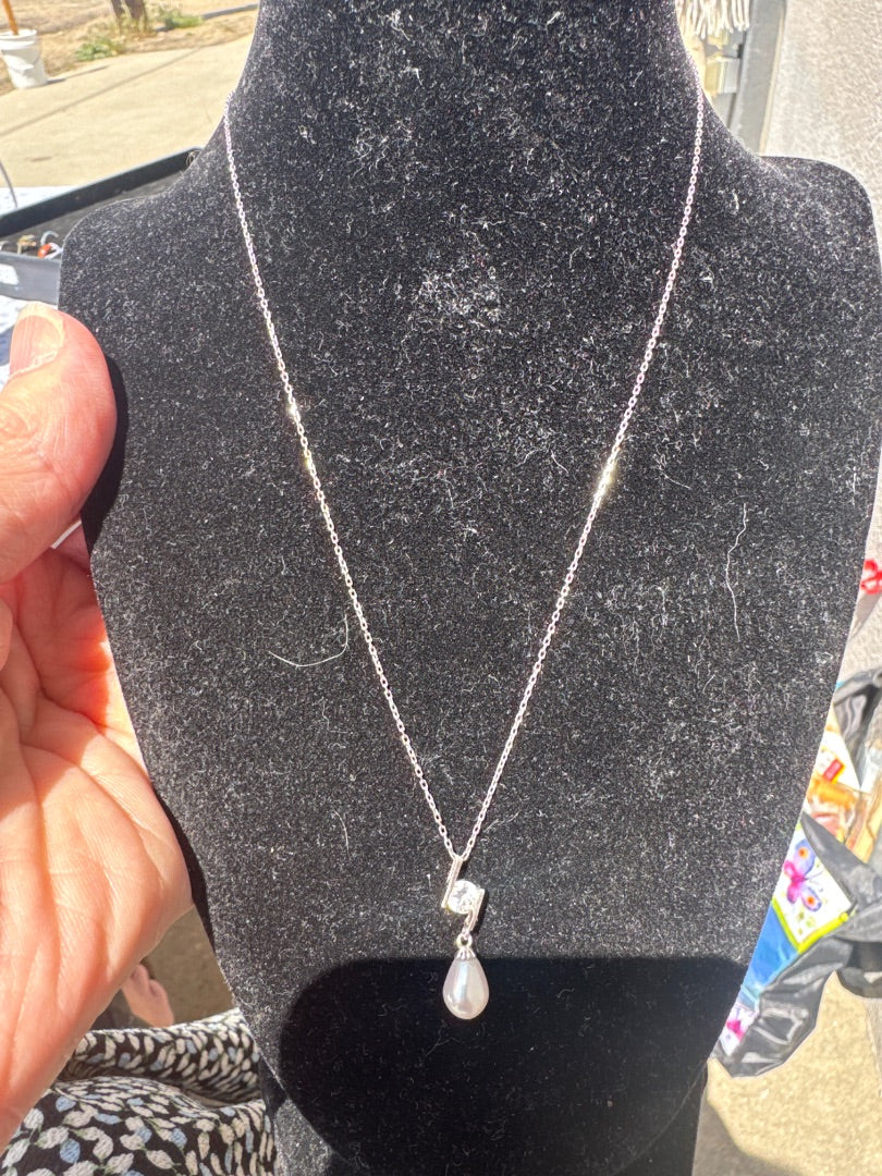 925, pearl, and CZ necklace.