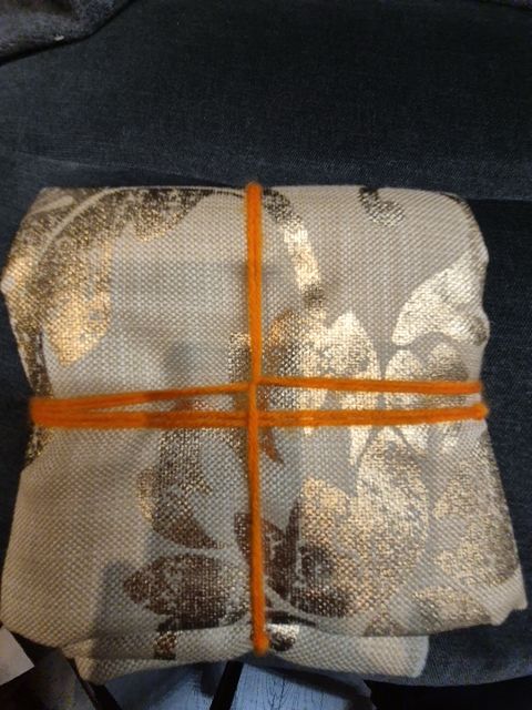 Tan w/Gold Design  Fabric Piece, 58" × 37"