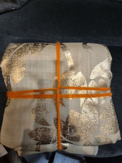 Tan w/Gold Design  Fabric Piece, 58" × 37"