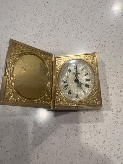 vintage Seth Thomas mechanical wind-up travel alarm clock
