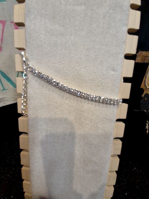 Silver  Rhinestone Anklet, 13"