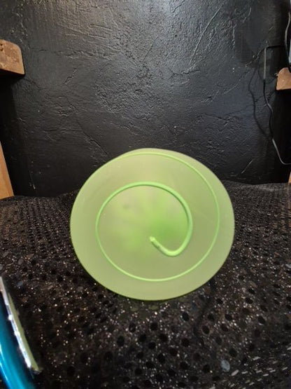 Lime Green Swirl  '70's Vase, 3" × 10"