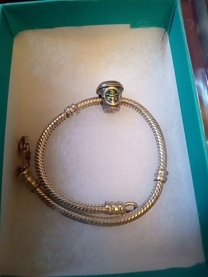 Sterling silver "Starbucks" troll bead with sterling bracelet
