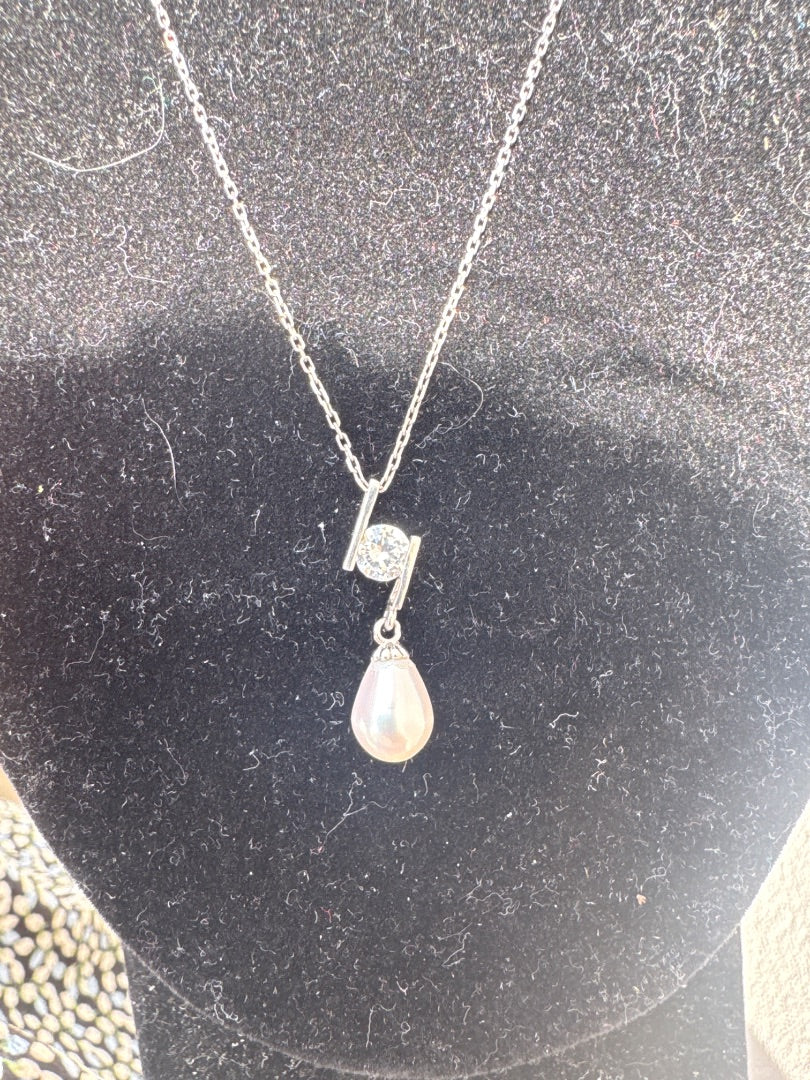 925, pearl, and CZ necklace.