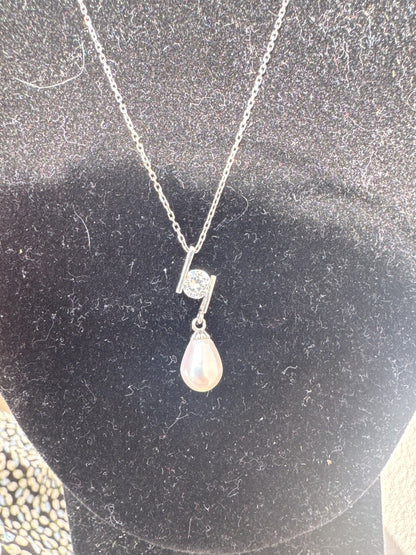 925, pearl, and CZ necklace.