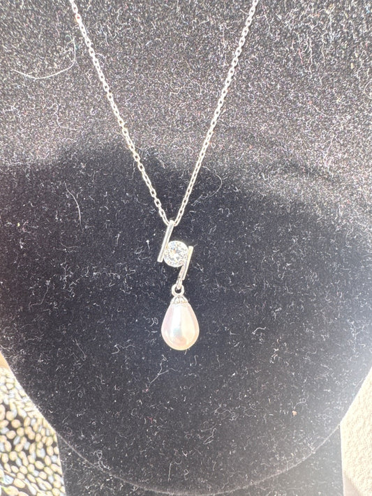 925, pearl, and CZ necklace.
