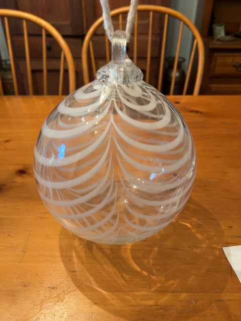 8.5” glass Baubel ball. White design.