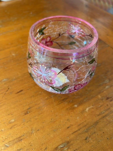 Hand-painted crackle glass votive