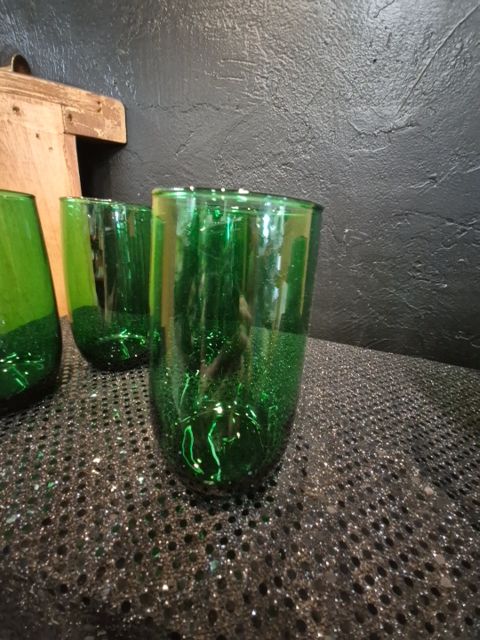 Forrest Green Anchor Hocking Roly Poly Tumbler set of 4, 5"