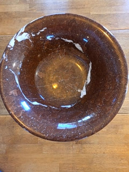 Brecciated Marble Tazza Bowl with Ornate Cast Metal Base, 14" dia x 9" tall