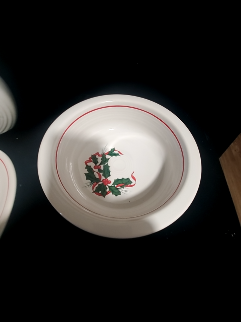 Fiestaware Serving bowl with holly and ribbon