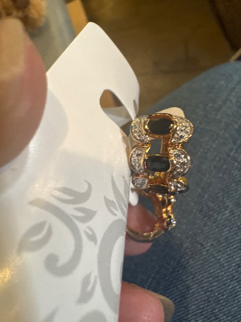 Sapphire gold plate earring