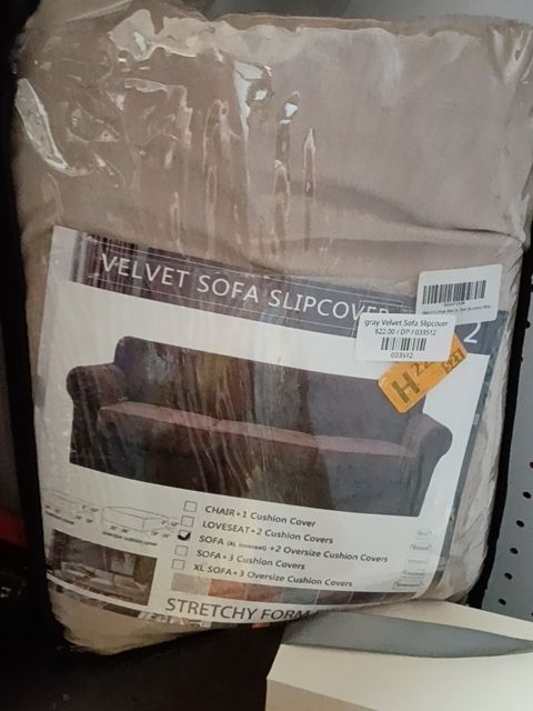 gray  Velvet Sofa Slipcover