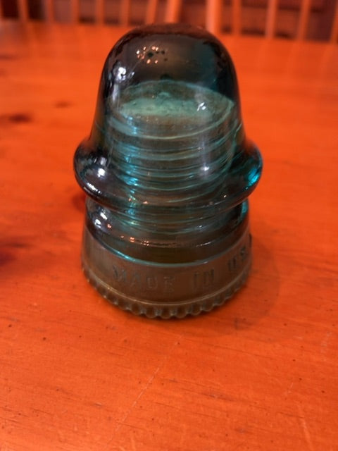 Vintage Hemingray teal glass insulator