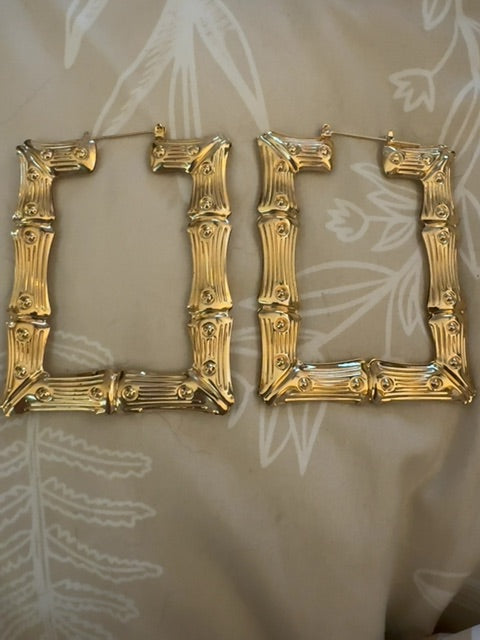 Large sq bamboo style earrings