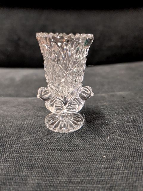 Vintage Pressed Crystal Violet Vase