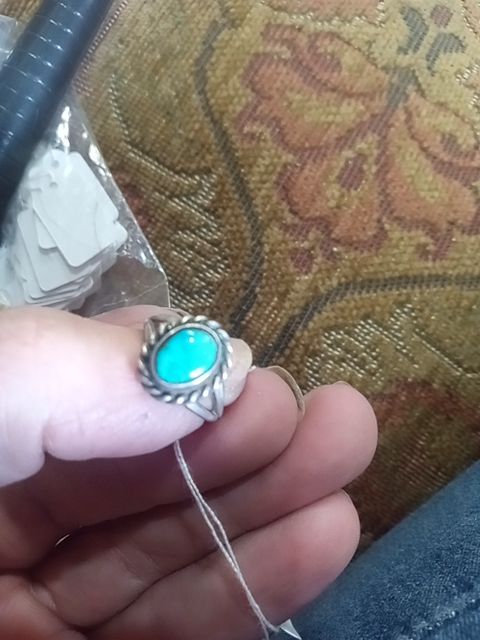 Small sterling &: turquoise ring, 3.5