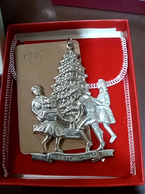 Vintage sterling silver Ghorham kids around tree ornament