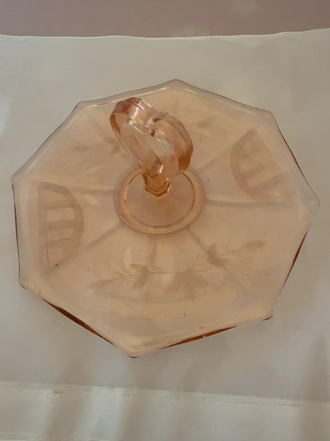 Pink Depression Glass Pink Depression Etched Tidbit, 6”