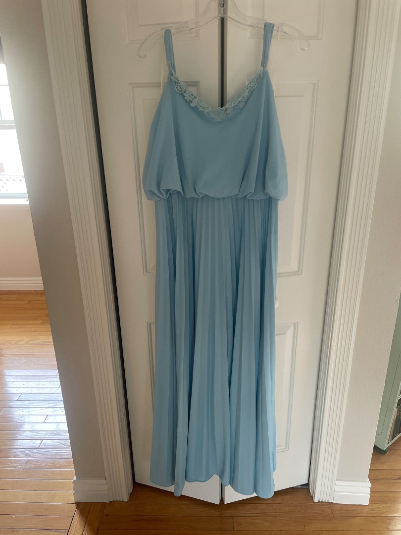 Vintage blue 70s maxi dress, L/XL