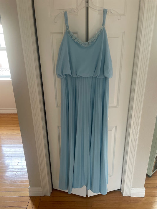 Vintage blue 70s maxi dress, L/XL