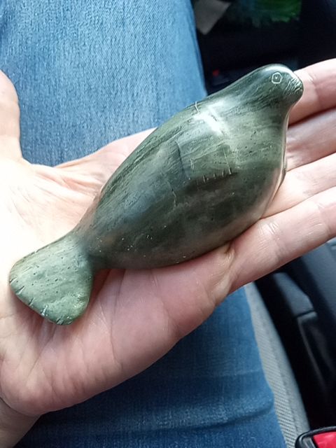 Vintage signed carved Inuit manatee