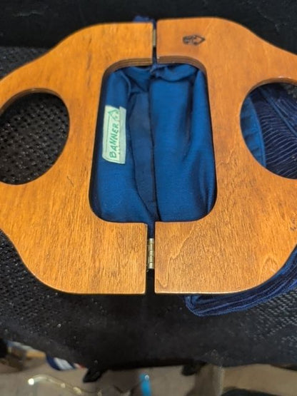 Banner House Corduroy Purse w/ Wooden handles Featuring Turtle design