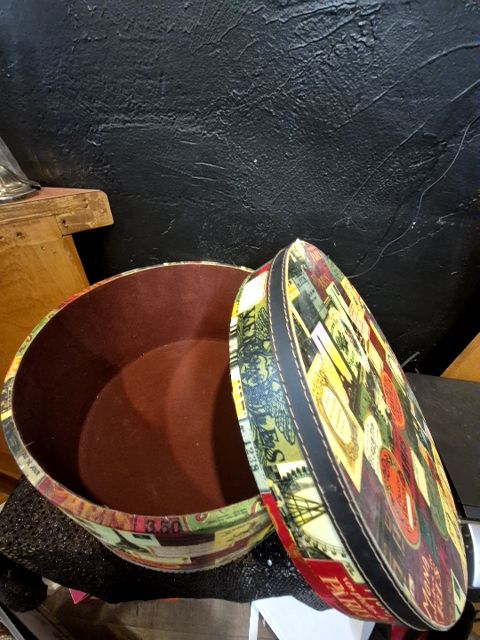 Vintage Hat Box, 12.5" × 8.5"