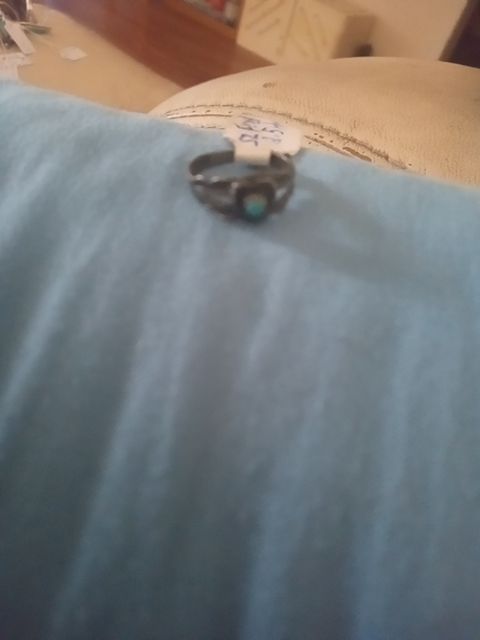 Sterling silver Ring Fred Harvey Adorable Fred Harvey era children's turquoise ring, 2.5