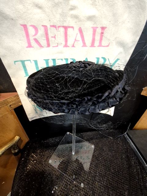 Black  Black Velvet Hat w/silk Accents