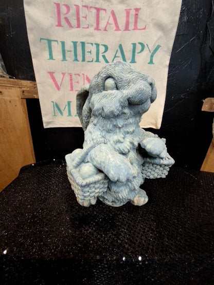 Blue/Grey  Bunny Carrying Baskets of Eggs & Flowers