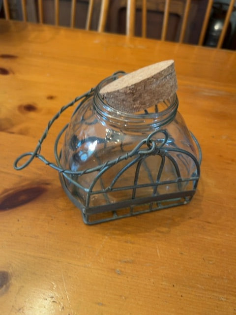 Vintage-style jar w/metal overlay