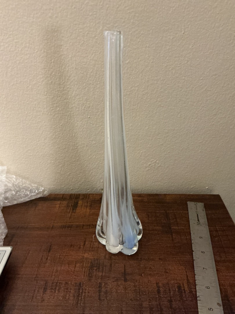 Clear Murano Murano Elephant Foot bud vase, 10.5”