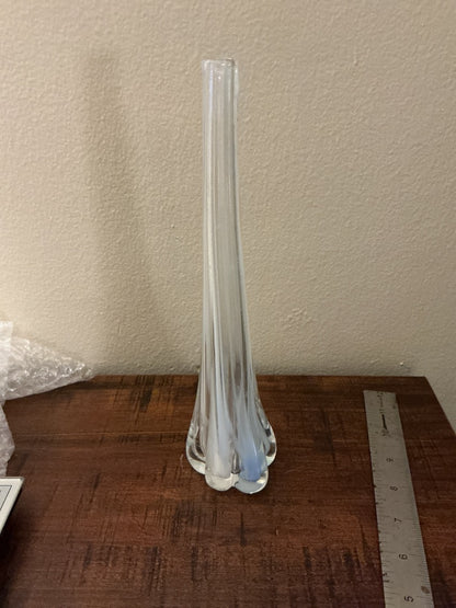 Clear Murano Murano Elephant Foot bud vase, 10.5”