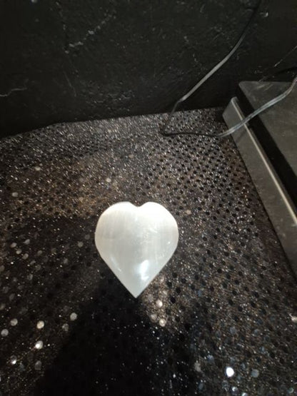 White  Selenite, Heart Shaped, 2.3"/59 mm