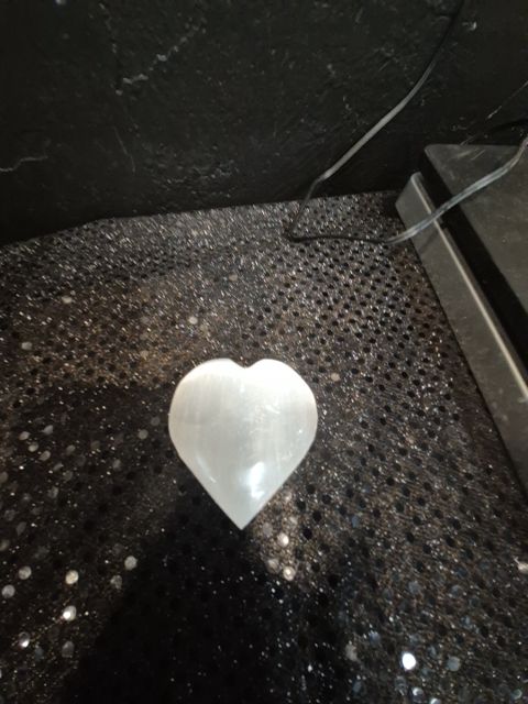 White  Selenite, Heart Shaped, 2.3"/59 mm