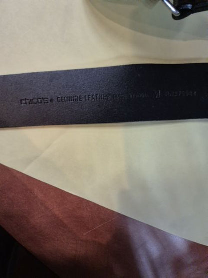 Chico's w/Solid Silvertone Buckle Black Leather Belt, M / 39"
