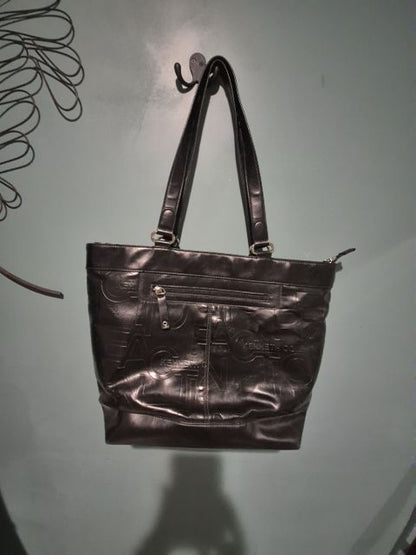 Black Kenneth Cole Faux Leather Register to Tote Laptop Bag, 15.5" × 5.5" × 14"