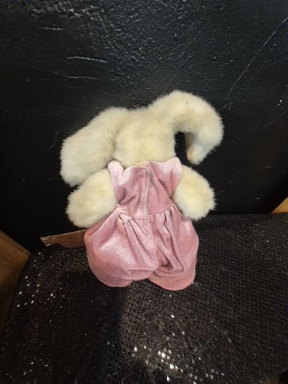 White Ty Attic Treasures Plush Bunny Sara in Rose Velvet, 11.5"