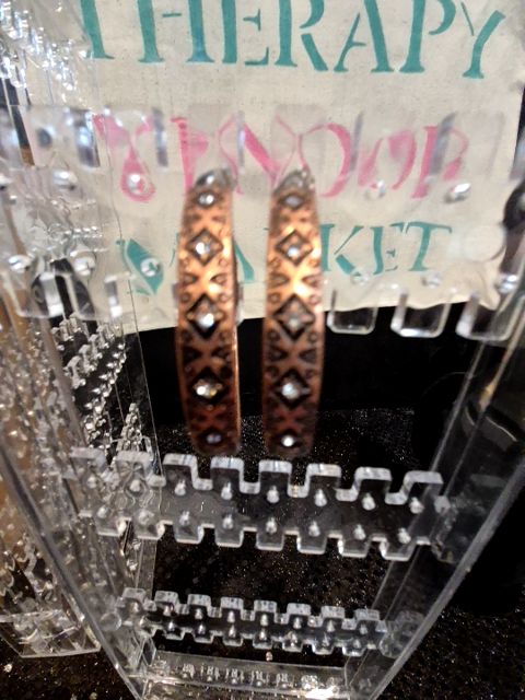 Copper Tone  Aztec Hoop Earrings, 1.75"