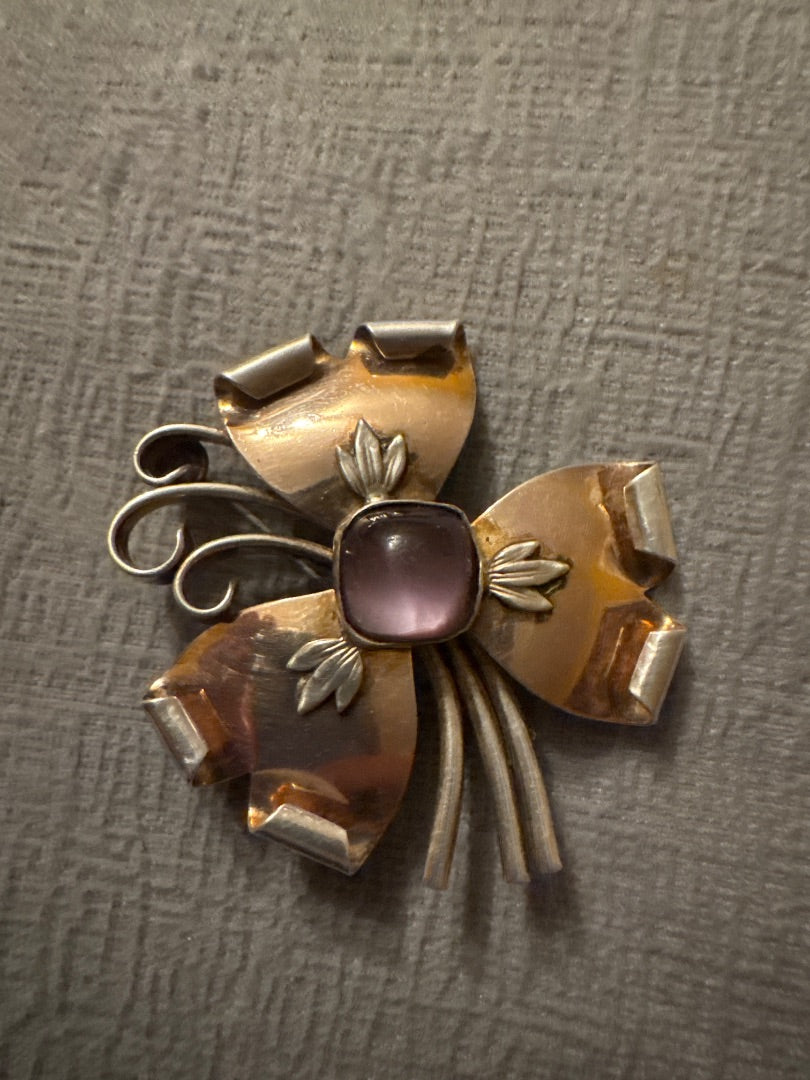 Amethyst two tone broach