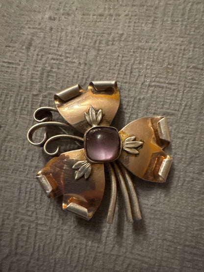 Amethyst two tone broach