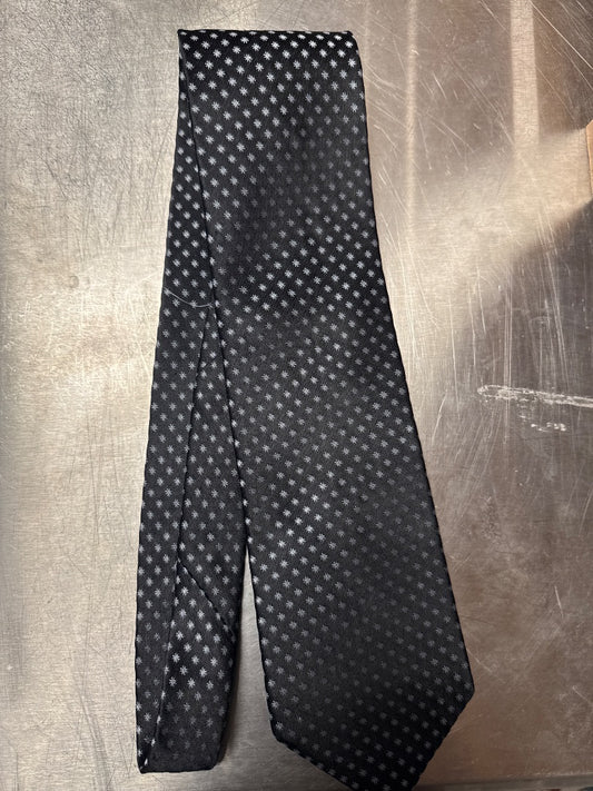 100% Silk Ike Behar Snowflakes on Black Tie