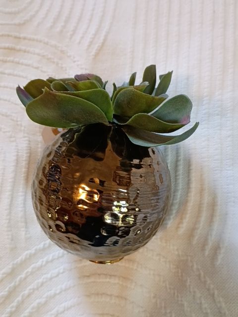 Decorative gold orb faux succulent