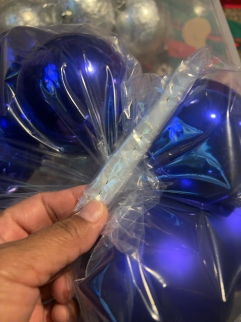 Blue glass large ornaments 6pc bag